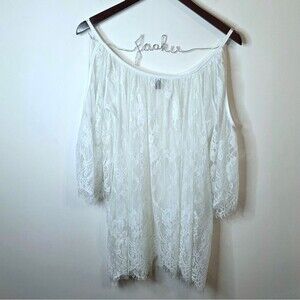 Zanzea White Lace Cold Shoulder Flowy Boho Top Size Large
